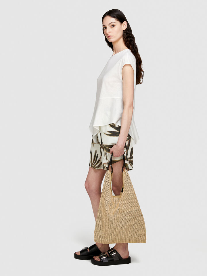 T-shirt with asymmetric flounce - women's short sleeve t-shirts - White | Sisley image number 2